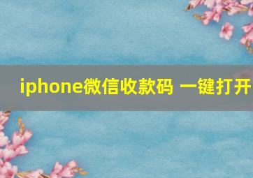 iphone微信收款码 一键打开